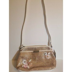 Liz Claiborne Silver Straw Handbag "NEW"